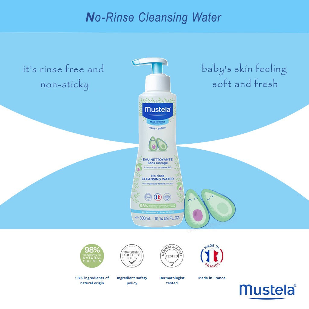 Mustela Baby No-Rinse Cleansing Water For Face & Diaper Area 300ml