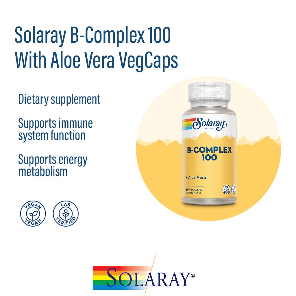 Solaray B-Complex 100 With Aloe Vera VegCaps 50's