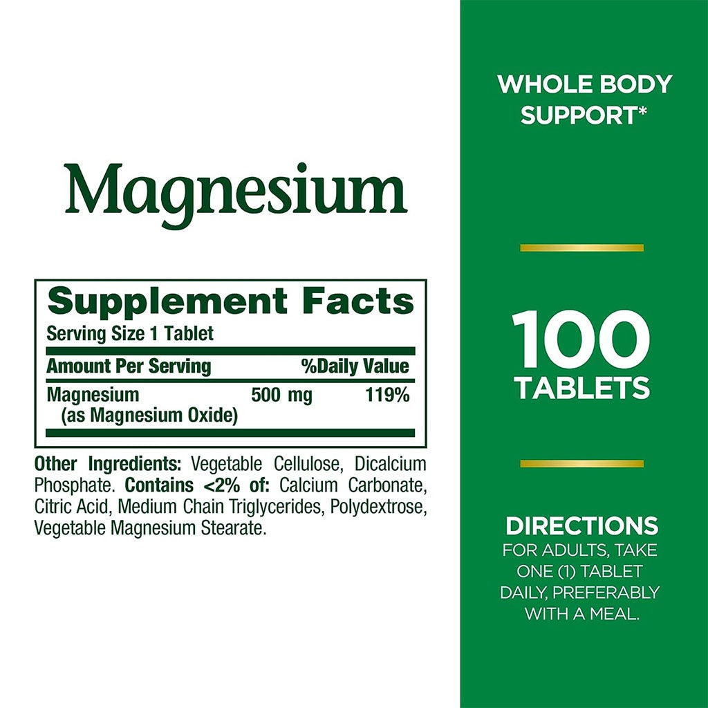 Nature's Bounty High Potency Magnesium 500 mg Tablets 100's