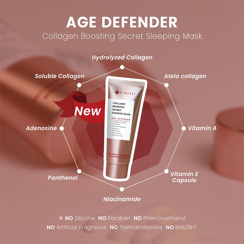 قناع النوم K-Secret Collagen Boosting Secret Age Defender المضاد للشيخوخة والتفتيح 60 مل