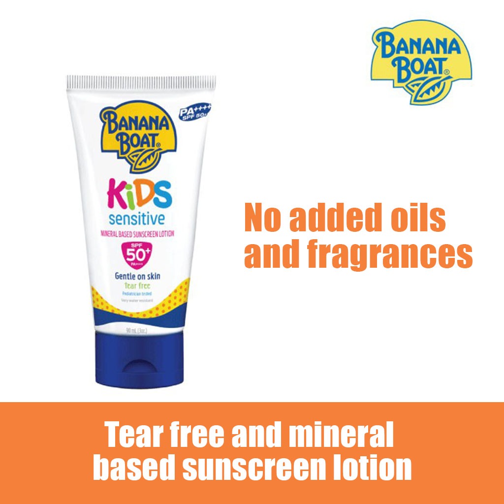 Banana Boat Kids Sensitive Tear - Free Mineral Based Sunscreen Lotion SPF 50+ PA++++ 90ml