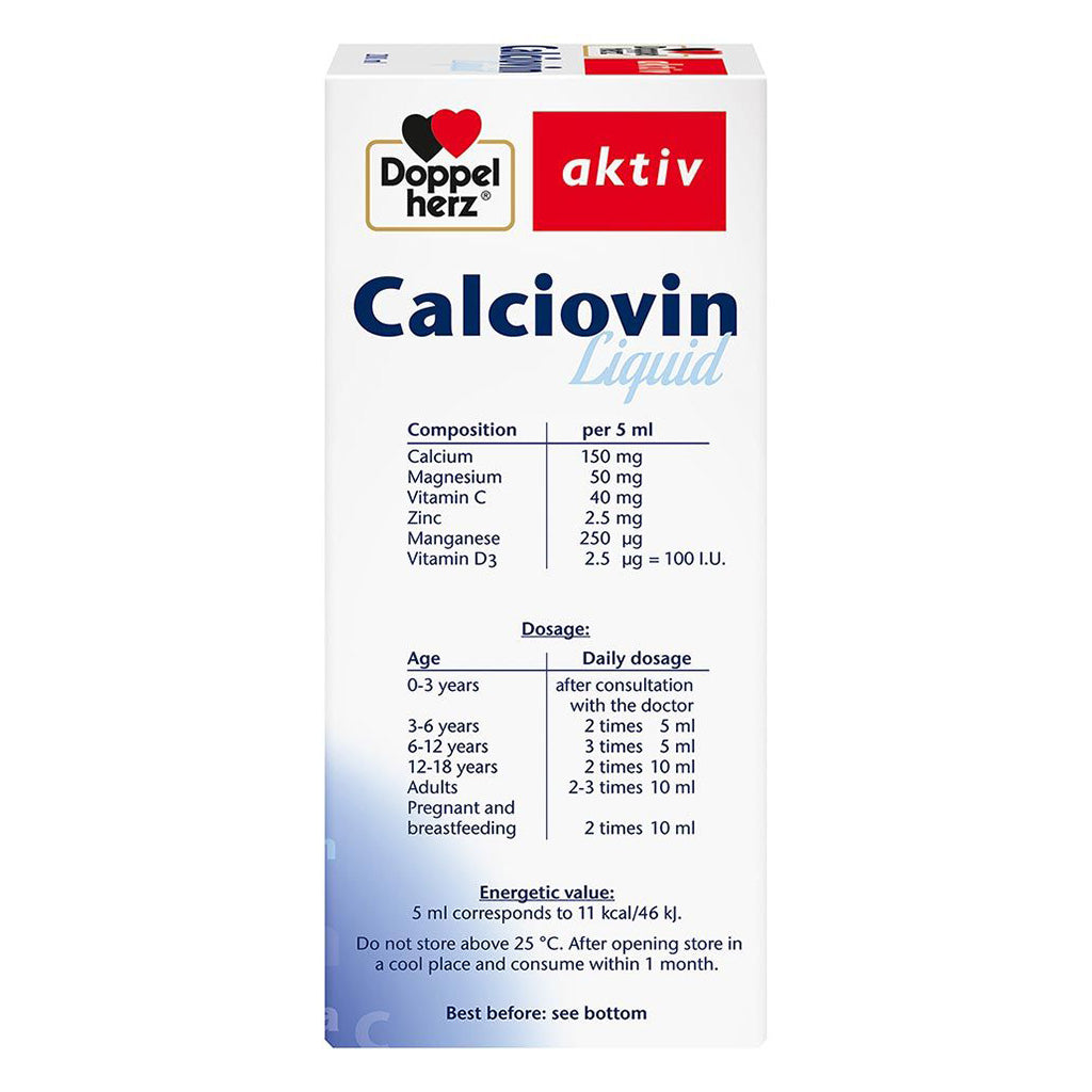 Doppelherz aktiv Calciovin Liquid For Children's Healthy Bones & Teeth 200ml