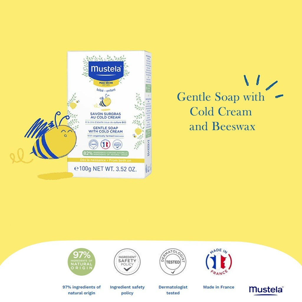 Mustela Baby Gentle Soap With Cold Cream & Beeswax For Dry Skin 100g