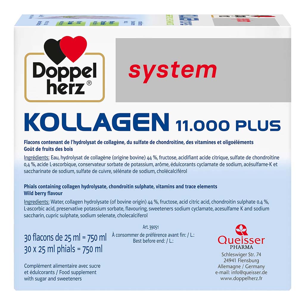 Doppelherz Kollagen 11.000 Plus مكمل كولاجين قابل للشرب لصحة المفاصل، قوارير جرعة واحدة، عبوة من 30 قطعة