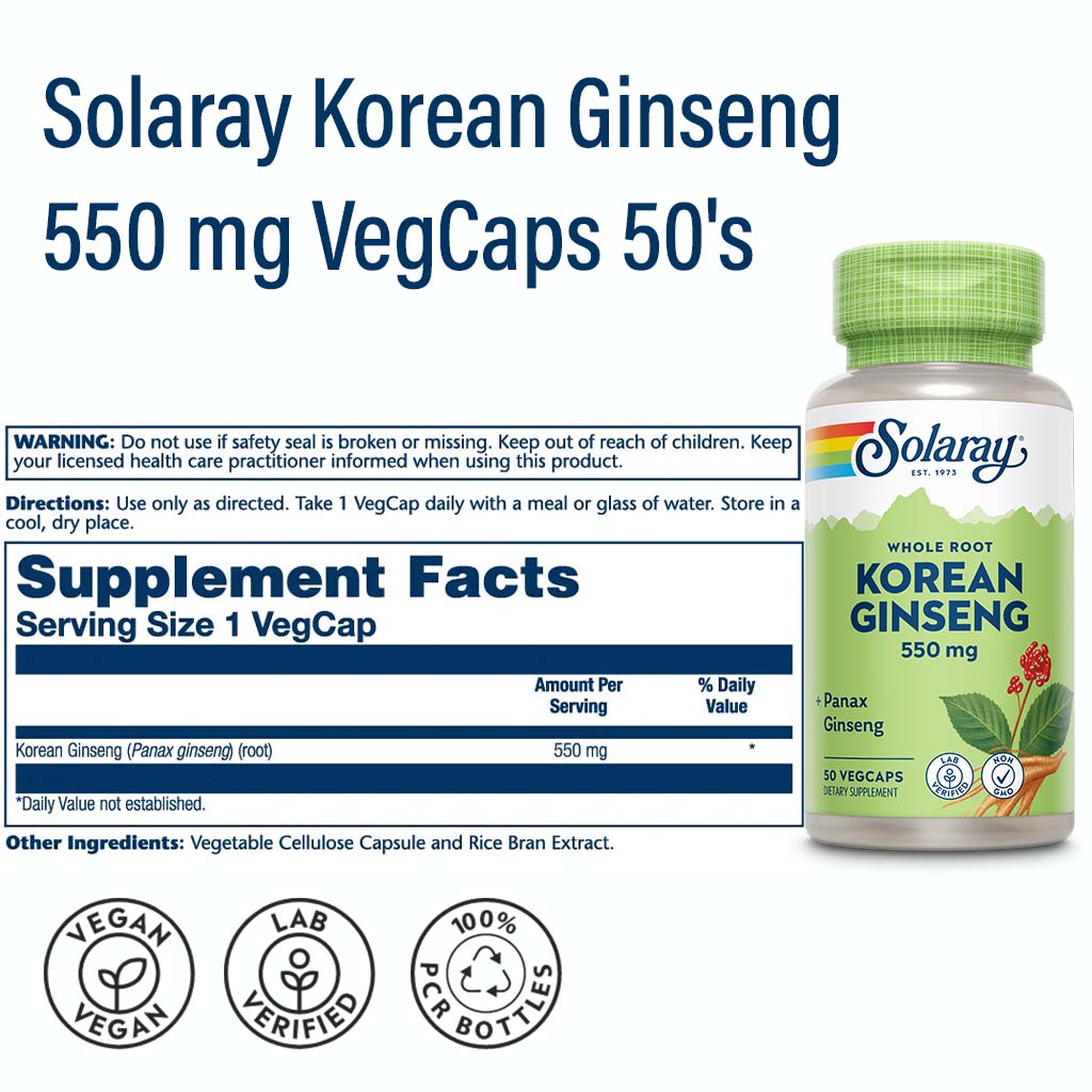 Solaray Korean Ginseng 550 mg VegCaps 50's