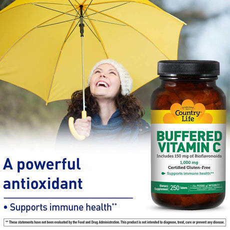 Country Life Buffered Vitamin C 1000 mg Tablets For Immunity, Pack of 250's