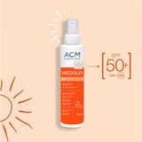 بخاخ ACM Medisun SPF50+ للحماية من الشمس مع الأشعة تحت الحمراء والضوء المرئي للبالغين والأطفال 200 مل