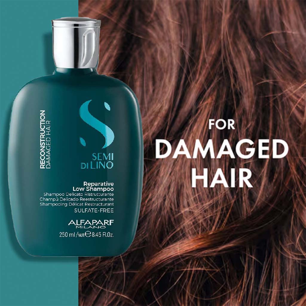 Alfaparf Milano Semi Di Lino Reconstruction Reparative Sulfate Free Low Shampoo, Professional Reconstruction Treatment For Damaged Hair 250ml