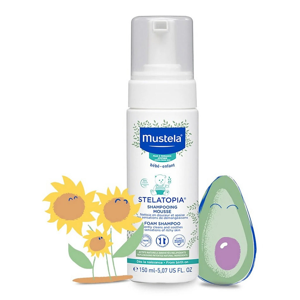 Mustela Stelatopia Foam Baby Shampoo For Atopic Prone Skin, Fragrance-Free 150ml