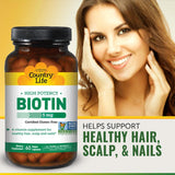 Country Life High Potency Biotin 5 mg Gluten-Free Vegan Capsules For Hair, Scalp & Nails, Pack of 60's