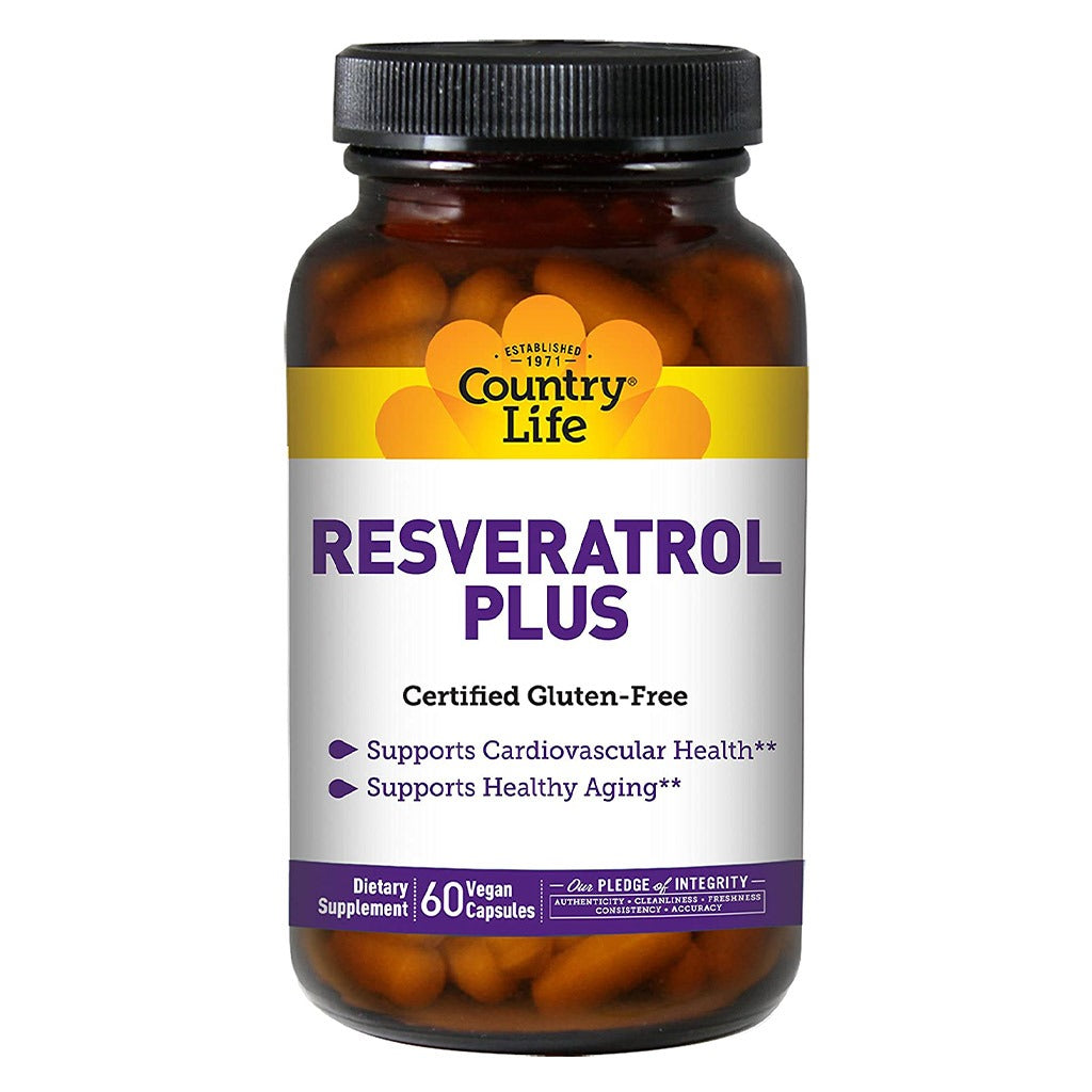 Country Life Resveratrol Plus Vegan Capsules For Heart Health, Pack of 60's