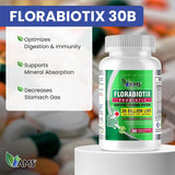 كبسولة بروبيوتيك 30 مليار من AMS Florabiotix للهضم وانتظام الأمعاء ودعم المناعة، عبوة من 30 كبسولة