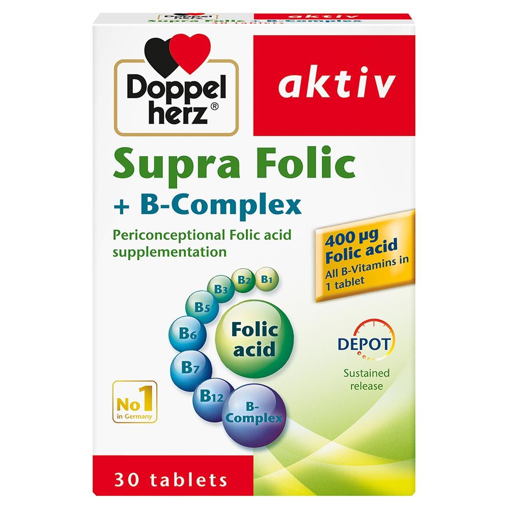 Doppelherz aktiv Supra Folic Multivitamin Supplement Tablets, Pack of 30's