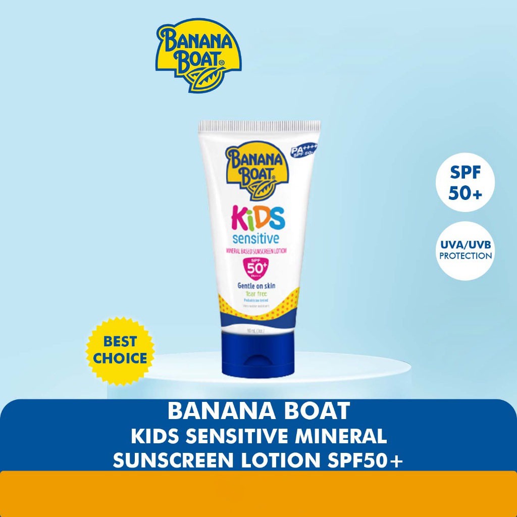 Banana Boat Kids Sensitive Tear - Free Mineral Based Sunscreen Lotion SPF 50+ PA++++ 90ml